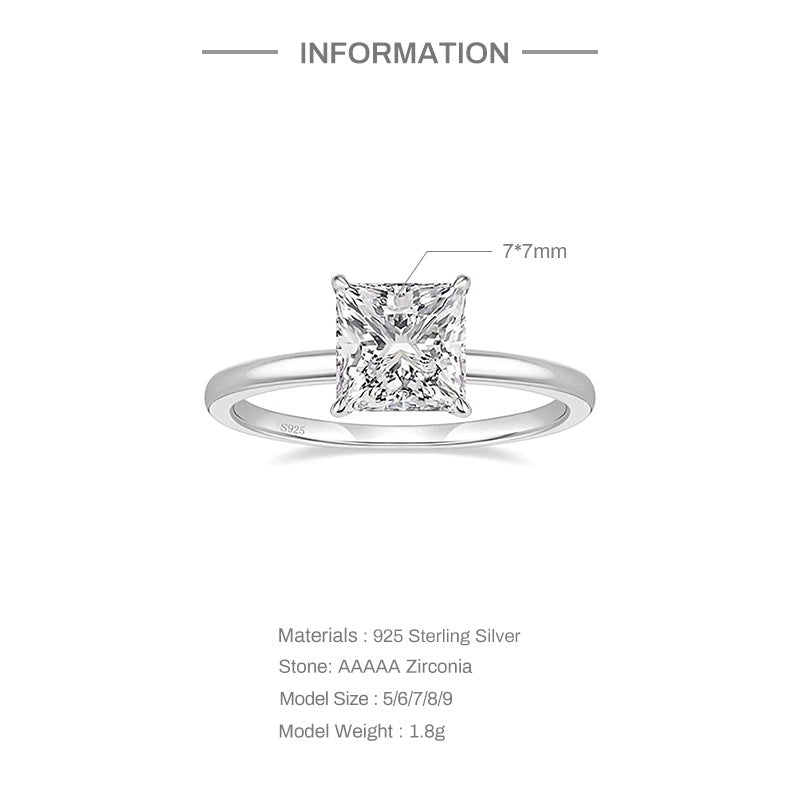 Sterling Silver Zircon Geometric Rings