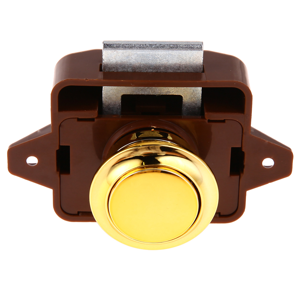

Push Lock Button Catch Lock Cupboard Door Knob Motorhome Rv Cabinet, Golden, 501 Original