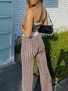 Plaid Bandeau Backless Top&Pants Two-Piece Suits