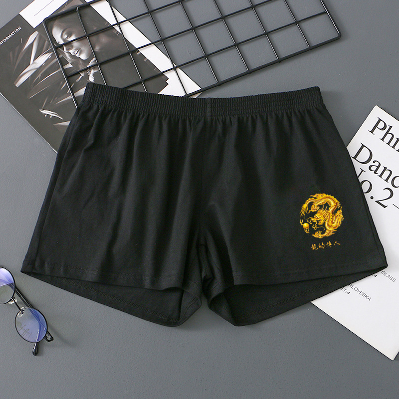 Men's Fashionable Dragon Pattern Cotton Loose Breathable Wicking Moisture-absorbing Shorts