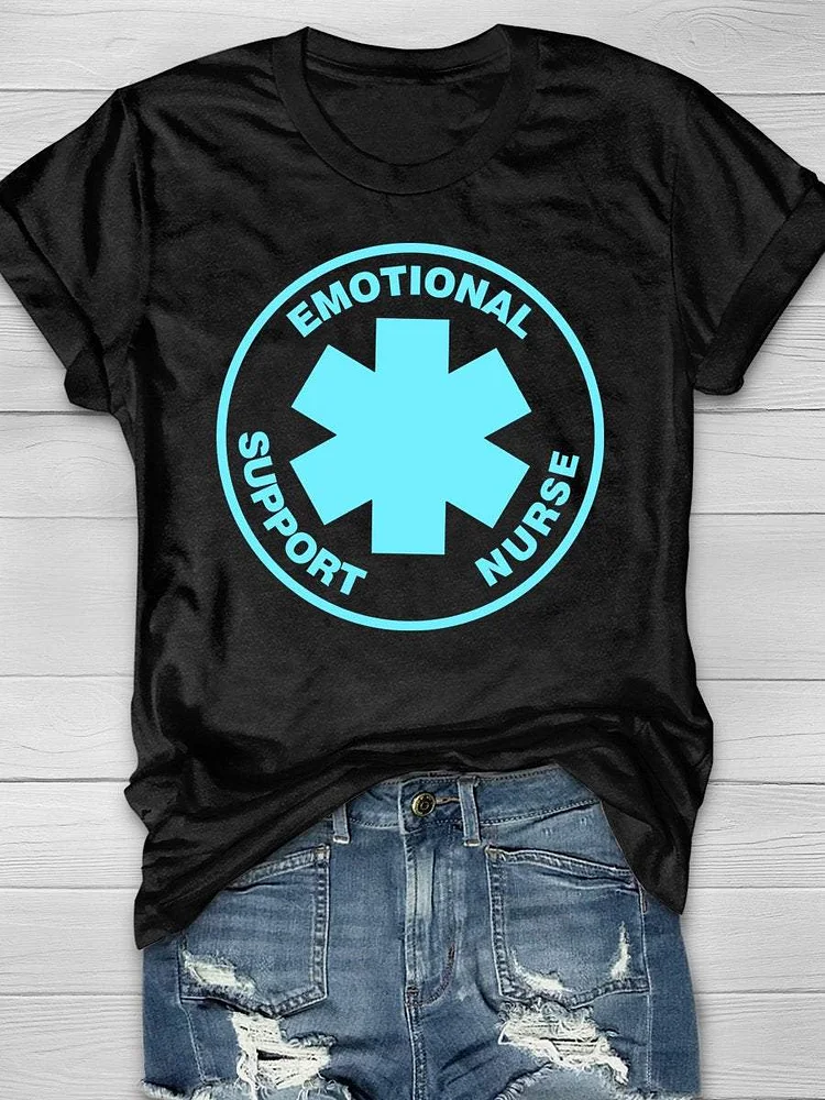 Emotional Support Nurse Print Short Sleeve T-shirt