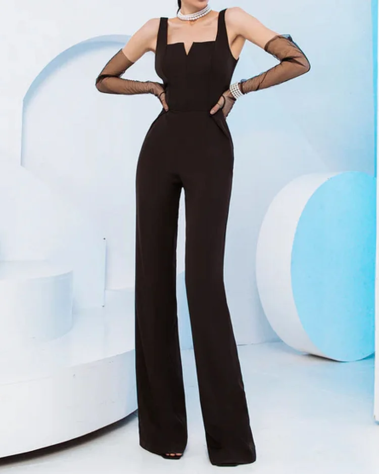 Fashion Temperament Solid Color Jumpsuit