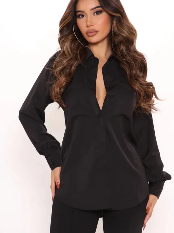 Nigikala Nigikala Women's Sexy Long-Sleeved Shirt