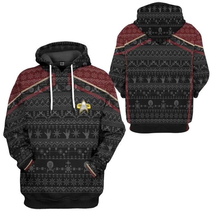 Unisex Black Ugly Christmas Sweaters 3D ST Picard 2020 Print Hoodies