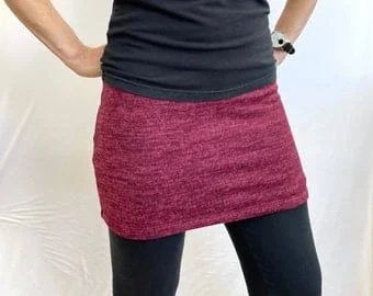 pornhint Pornhint Heather-Ruby Red Sweater Knit Ski Bum - over-skirt for leggings