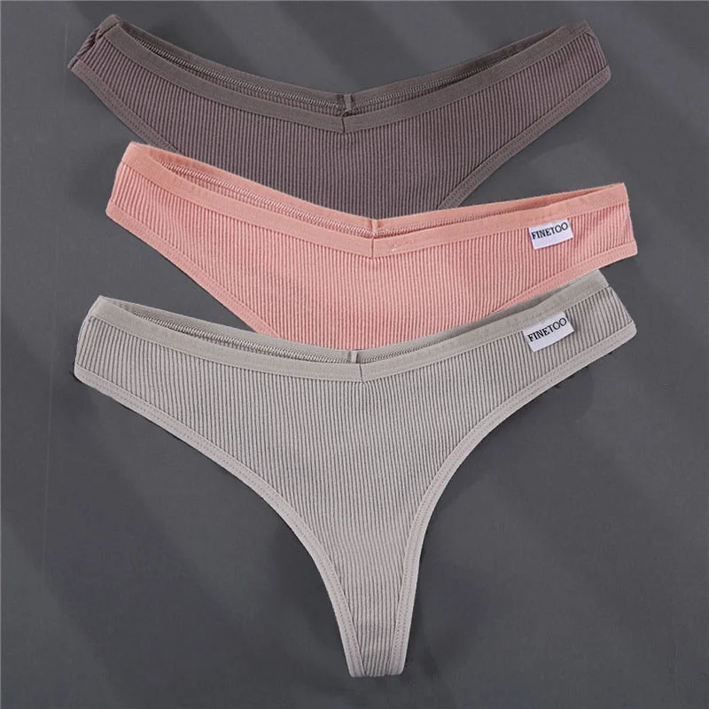 3PCS/Set G-string Panties Cotton Women's Underwear Sexy Panties Female Underpants Thong Solid Color Pantys Lingerie M-XL Design