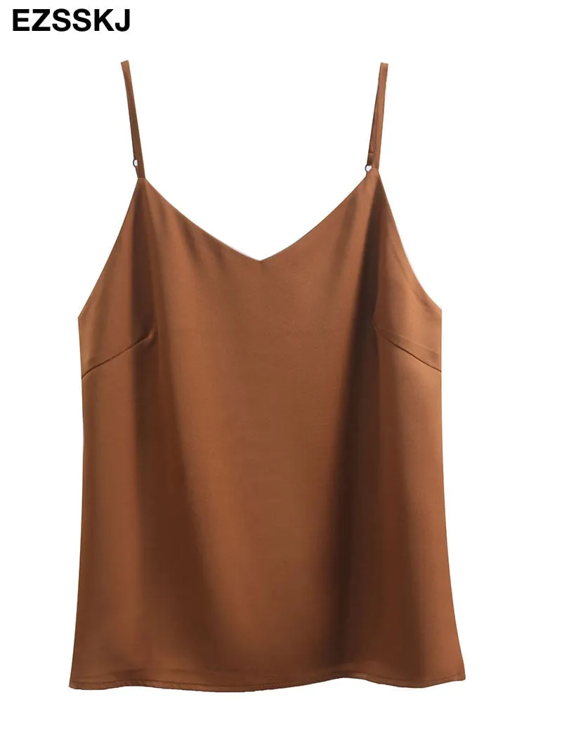 2022 Women Sexy Crop Tops Silk adjustable Top Female Sleeveless Camis Seamless Lingerie Tee Bra Crop Top Bandeau Top Tank Sling