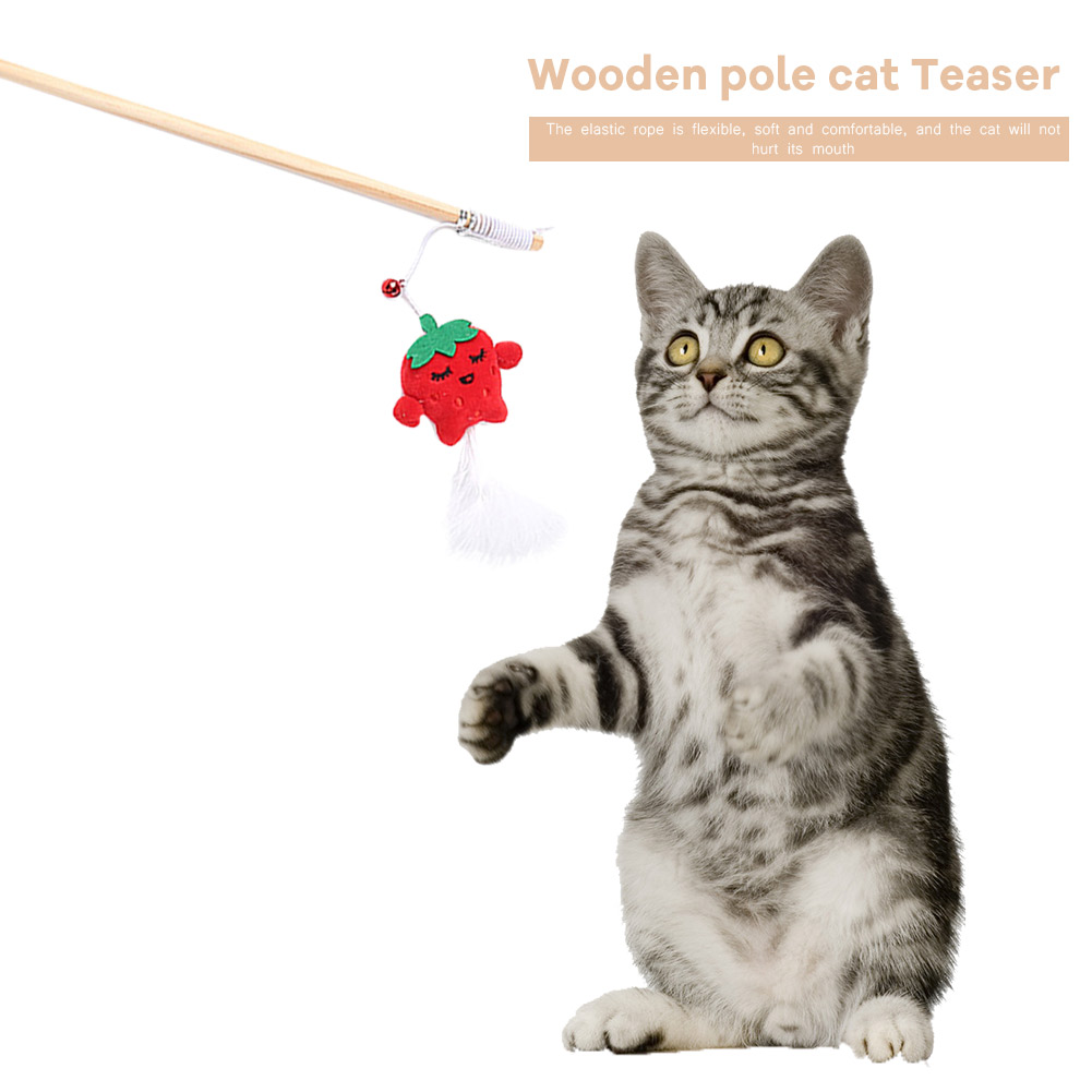 

Fun Pet Plush Catcher Teaser Rod with Bell Cat Interactive Playing Wand Toy, 501 Original