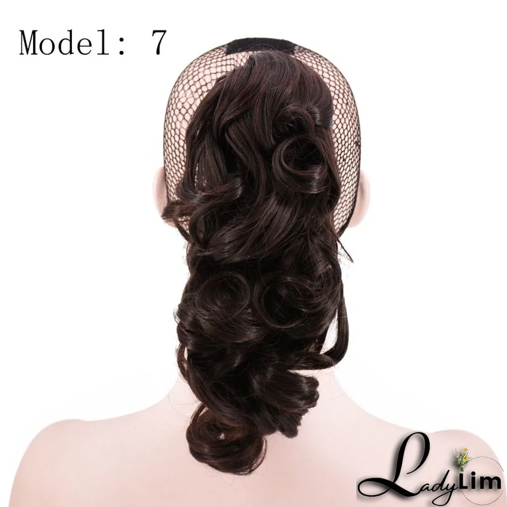 Women Curly Hair Wig  Grab Clip Ponytail  (Including 3 Sets)