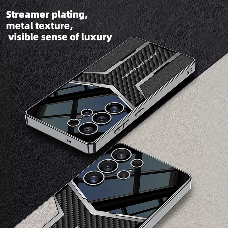 Samsung S25 Ultra mobile phone shell electroplating future plain leather s25ultra foreign trade leather case ultra-thin simple style business