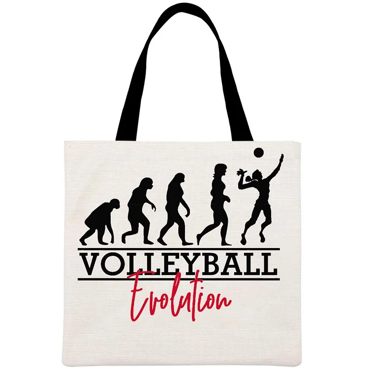 Volleyball Enthusiast Evolution Of Man Printed Linen Bag-Annaletters