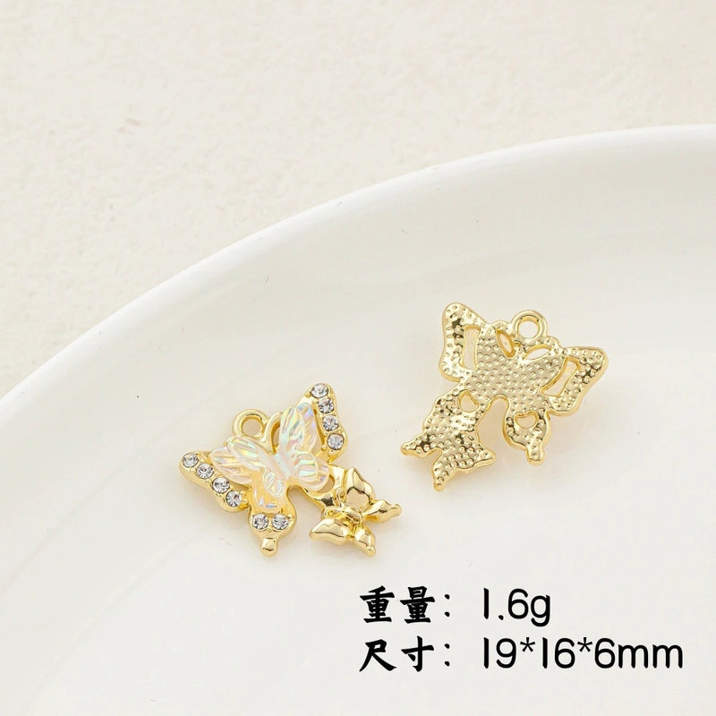 5 PCS/Package 20 * 23mm Alloy Artificial Pearls Rhinestones Flower Butterfly Pendant Jewelry Accessories