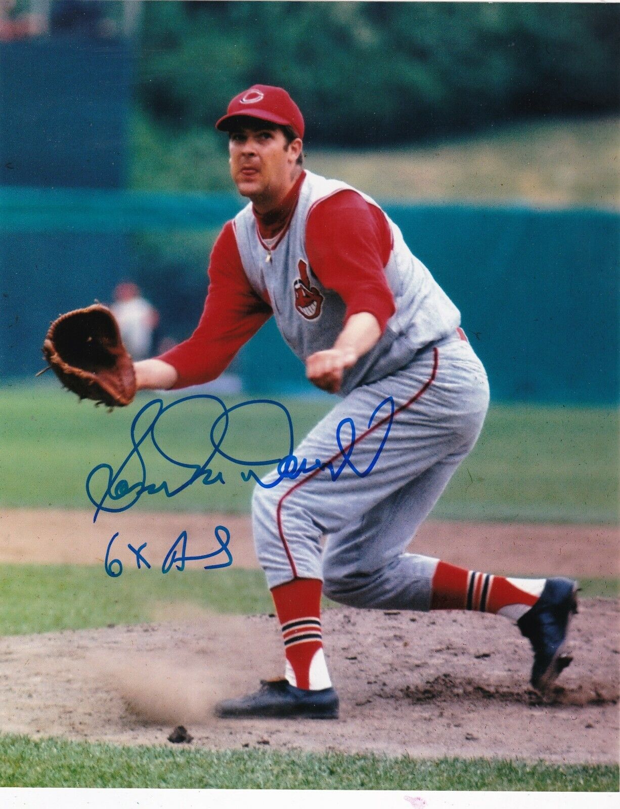 SAM MCDOWELL CLEVELAND INDIANS 6 X ALL STAR ACTION SIGNED 8x10