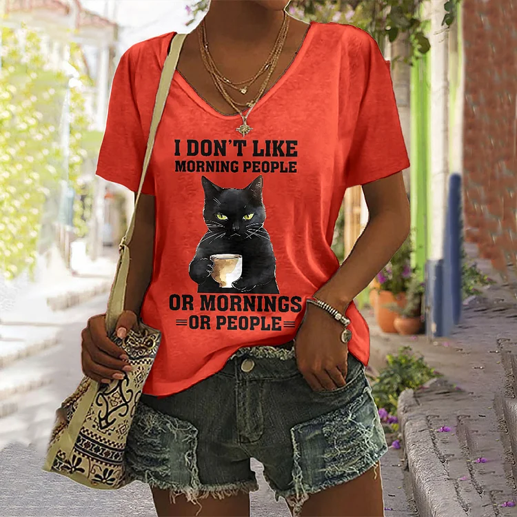 Wearshes I Don't Like Morning People Or Mornings Or People Print Casual T-Shirt