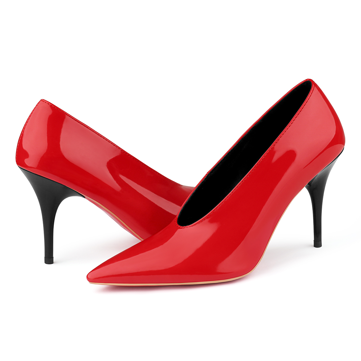 95mm Pointed Toe High Heel Prom Shoes Red Bottoms Pumps-MERUMOTE