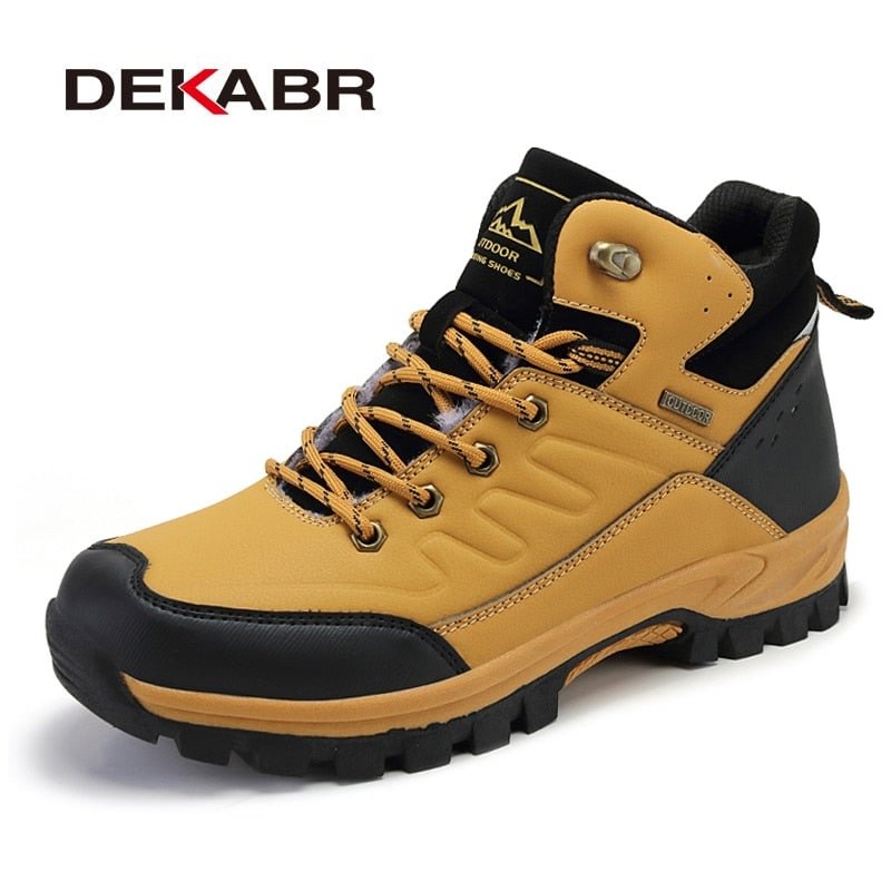 DEKABR Brand Winter Men Snow Boots Warm Plush Men's Boots Waterproof Leather Ankle Boots Top Quality Non-slip Men's Hiking Boots