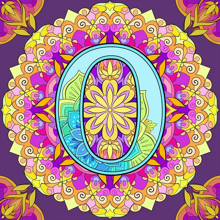 Mandala Letter O 30*30CM (Canvas) Full Round Drill Diamond Painting gbfke