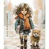 Girl And Dog-14CT Stamped Cross Stitch 42*48cm/16.54*18.9in