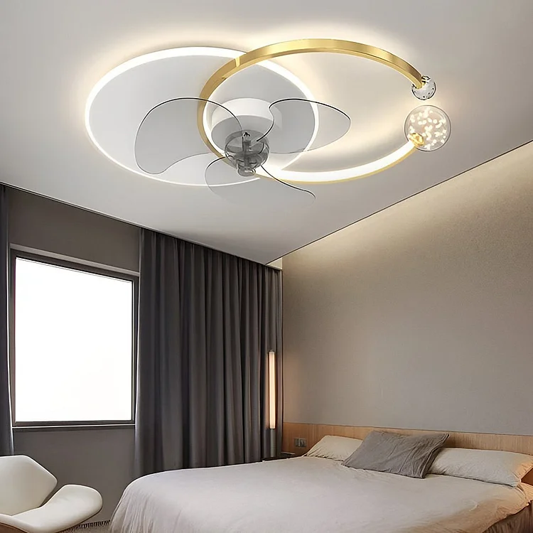 Nordic Inverter Ceiling Fan Light Dimmable LED Flush Mount Ceiling Fan Lamp - Appledas
