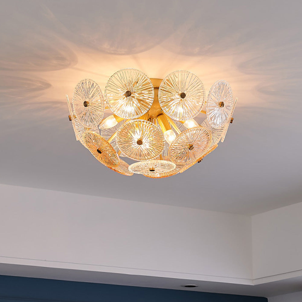 Firework Starburst Crystal Semi-Flush Mount Chandelier