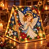 DIY Wooden Diamond Painting Pearl Tent House with Lights, Holiday Tabletop Art Craft Kit with String Lights, Christmas Home Decor Gift