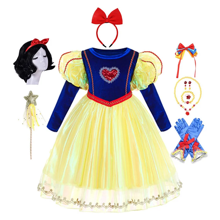 Kids Girls Snow White Cosplay Costume Outfits Halloween Carnival Suit