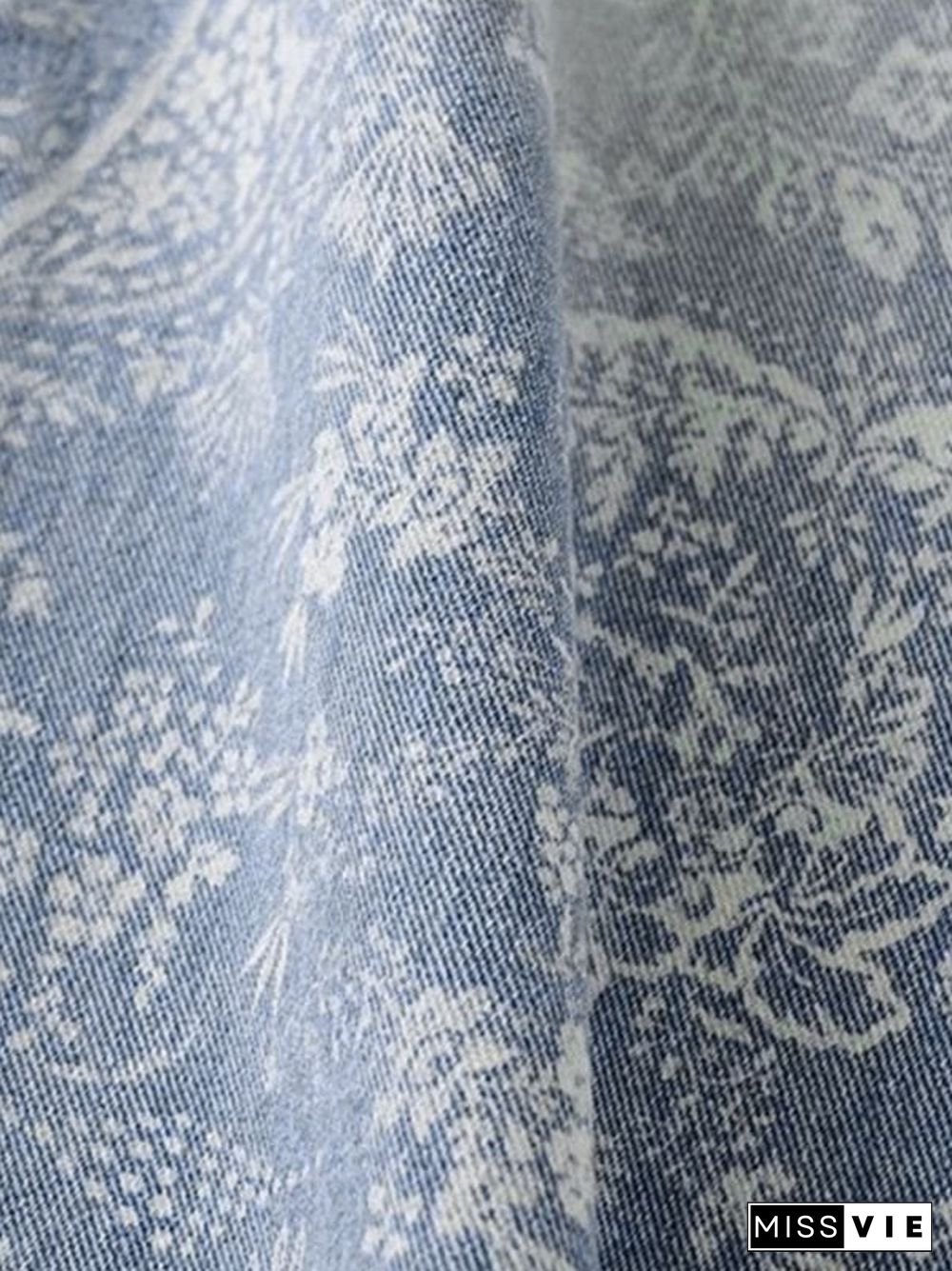 Faded Wash Floral Boyfriend Jeans