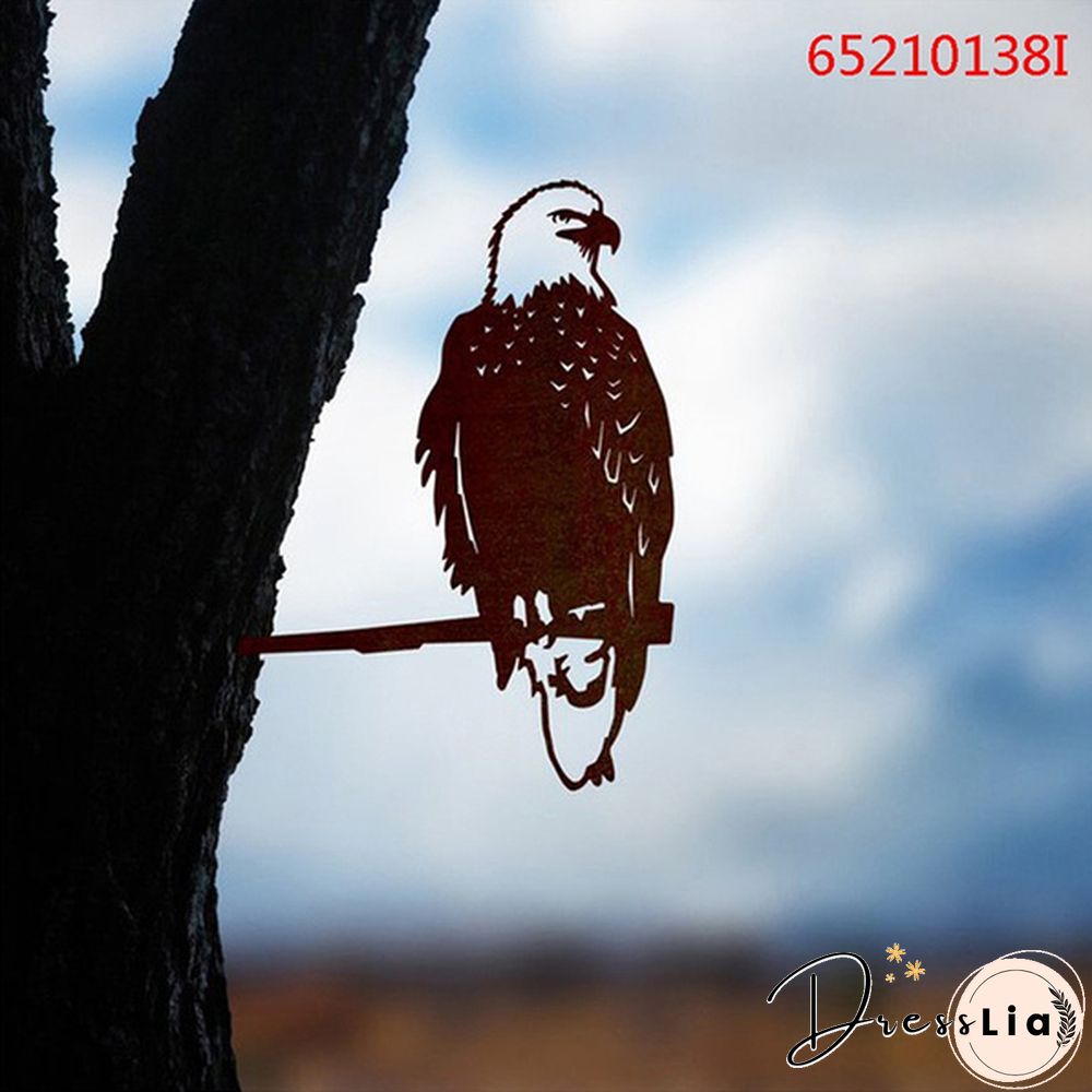 Tree Metal Art Yard Garden Outdoor Branch Gnomes Decoration Sign Rustic Hanging