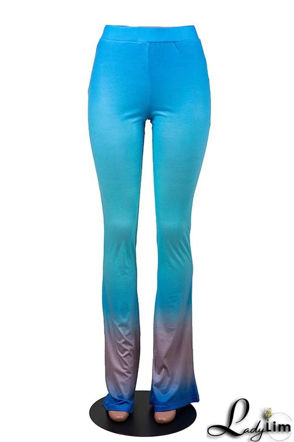 Red Fashion Casual Gradual Change Print Basic Regular High Waist Trousers