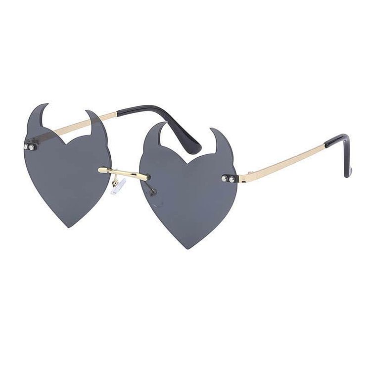 Love Heart Devil Horns Fashion Sunglasses - Modakawa Modakawa