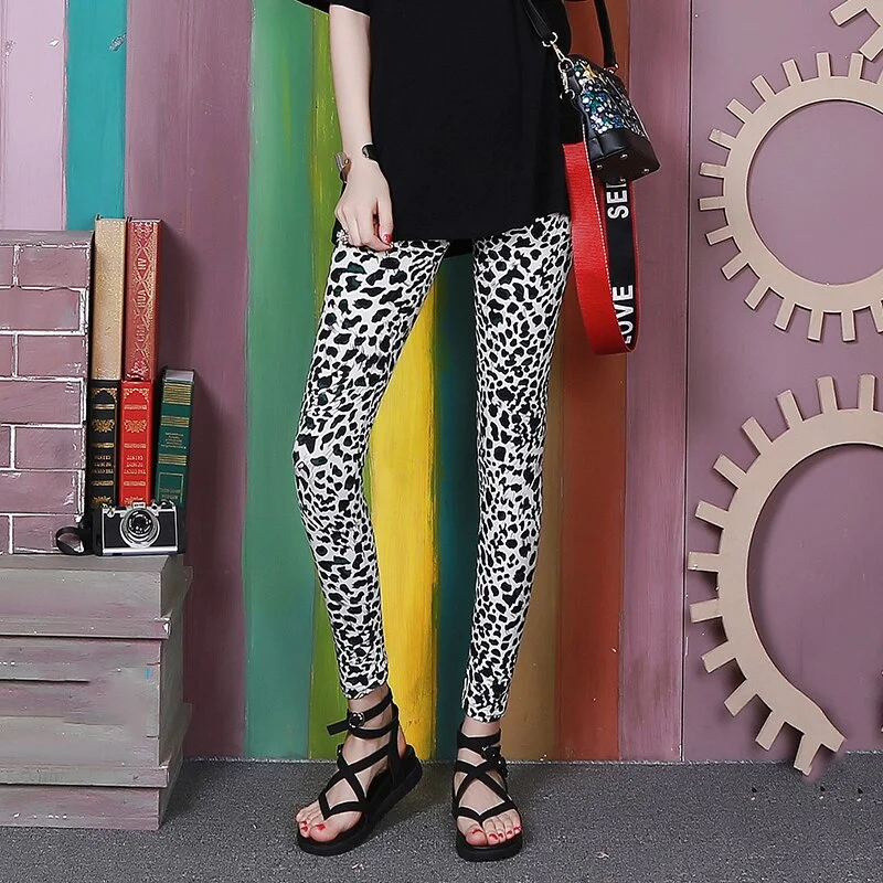 CUHAKCI Fitness Leggins Women Legging Graffiti Cartoon Printed Trousers Elastic Push Up Pencil Pants Polyester