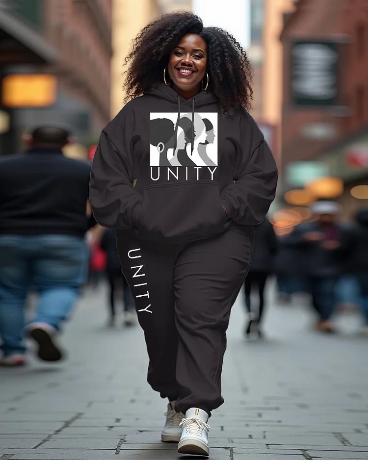 Women's Plus Size Unity Long Sleeve Hoodie and Casual Pants Set
