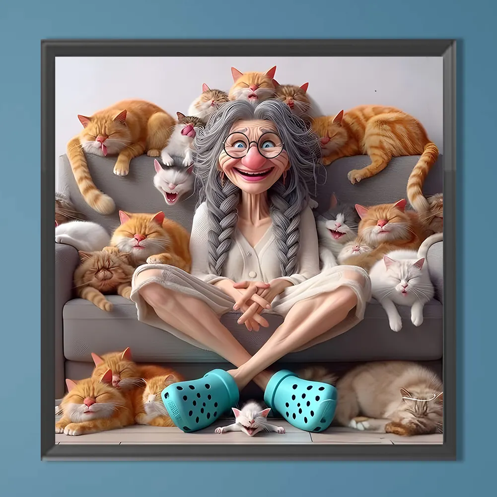 Diamond Painting - Full Round Drill - Cute Granny(Canvas|40*40cm)