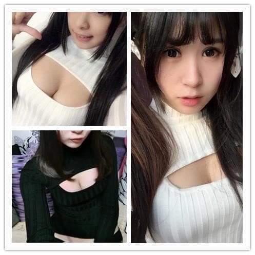 SpreePicky Black/White Open Chest and Cute Sweater SP152163