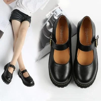 Black Cosplay Lolita  Uniform Thick Form Shoes  SP153594