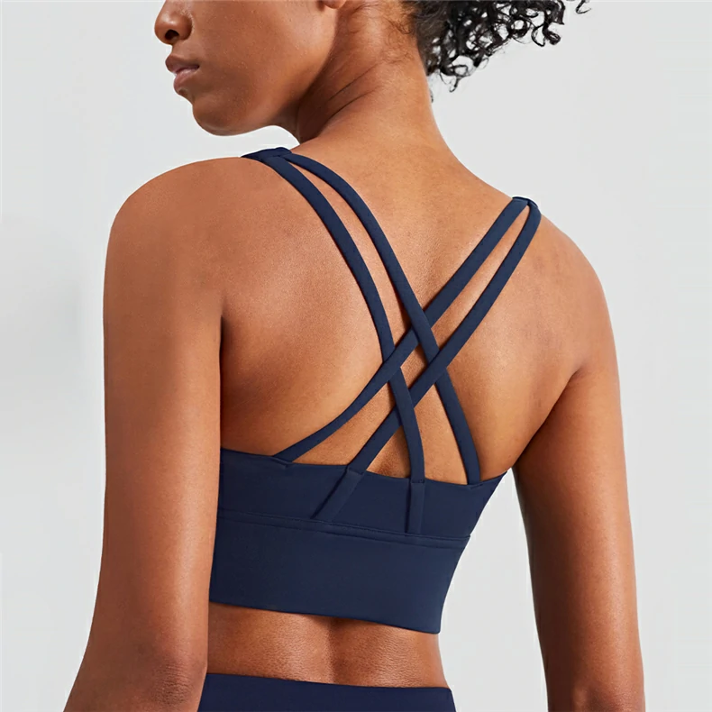 blue workout bra top