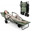 [US Local Warehouse] 2-in-1 Wagons Carts Foldable 440lbs Capacity Folding Chair Cart with All-Terrain Wheels Beach Wagon for  Sports Garden Camping (Green)