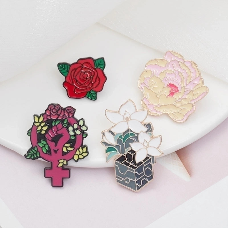 Fashion Pin Rose Alloy Enamel Unisex Brooches