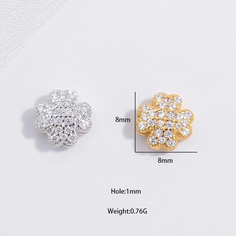 1 Piece 925 Sterling Silver Zircon 22K Gold Plated Rose Gold Plated Rhodium Plated Pentagram Heart Shape Petal Pendant