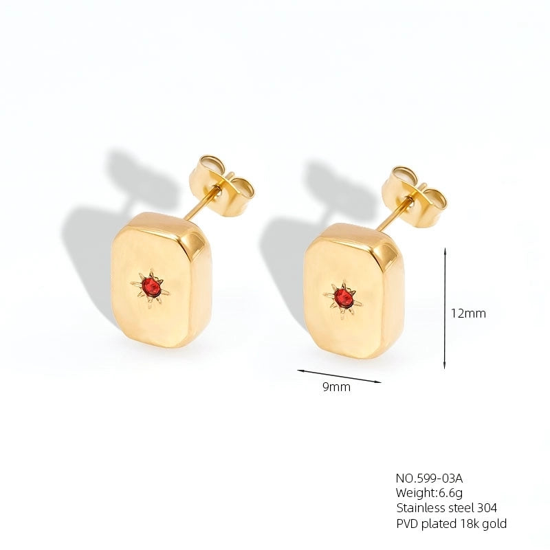 Casual Elegant Vacation Square Water Droplets 304 Stainless Steel Rhinestones 18K Gold Plated Inlay Earrings Necklace