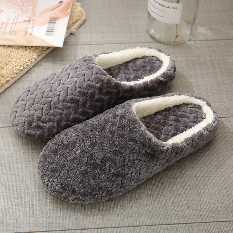 Cute Soft Plush Cotton Couples Slippers Unisex Anti-slip Indoor House Shoes Women's Flip flops Home Slippers Autumn Winter Shoes