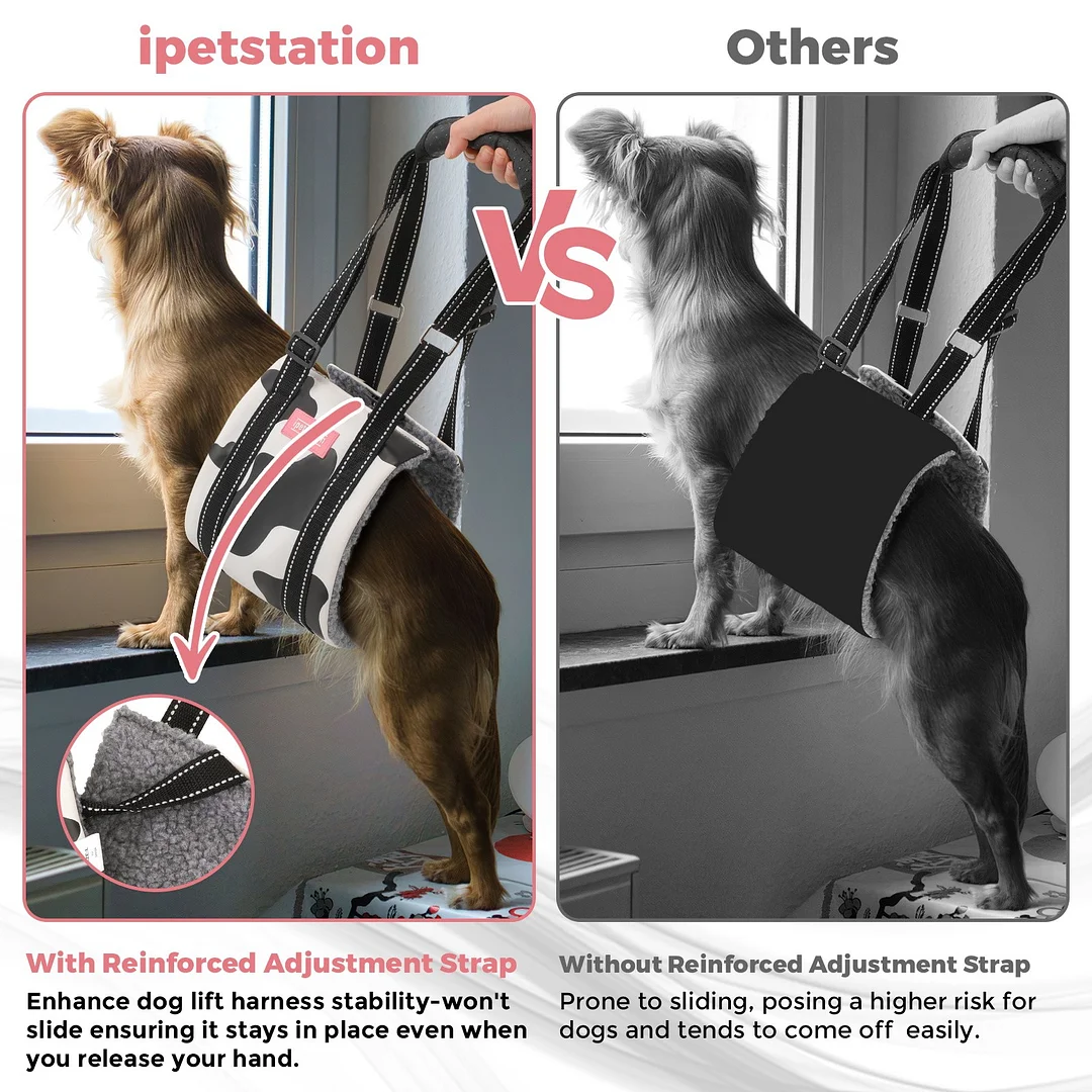 Dog Lift Harness Large Small Medium Sized Dogs,Dog Sling Support Harness Rear for Back Legs Senior Assist Hip Recovery Black White (S)