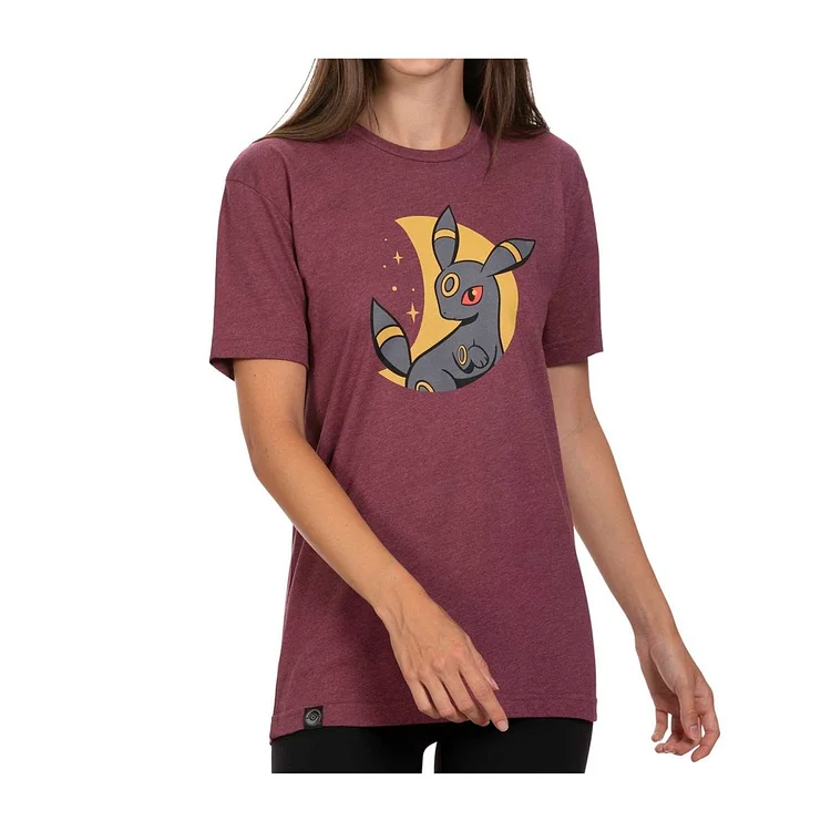 Light of the Moon: Umbreon Heather Red Relaxed Fit Crew Neck T-Shirt - Adult
