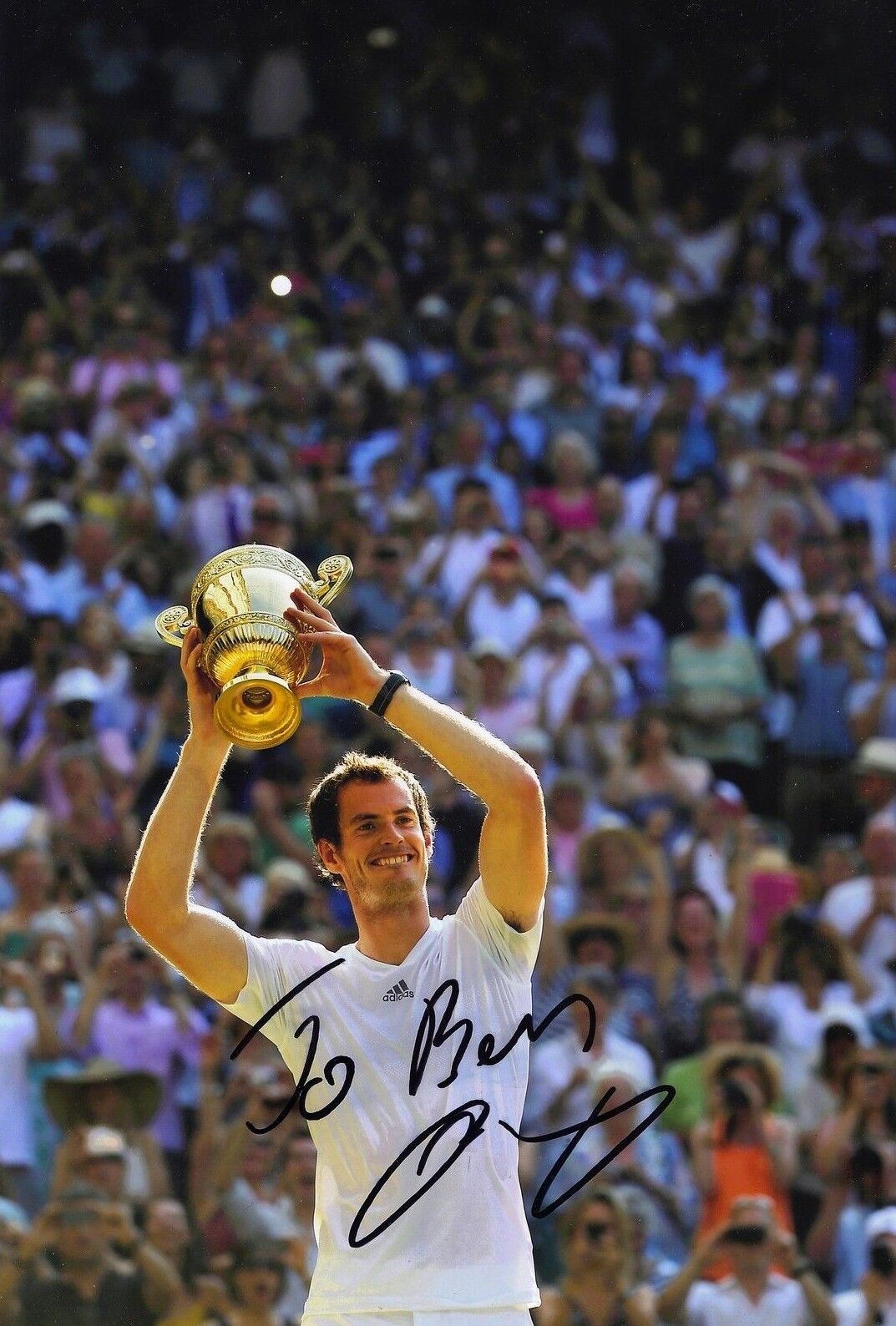 Andy Murray Genuine Hand Signed 12X8 Photo Poster painting WIMBLEDON 2013 DEDICATED TO BEN