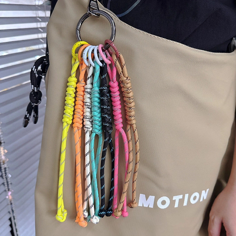 Miu’s Color Braided Rope Bag Hanging Mobile Phone Lanyard Bag Fashion Pendant Hand-Woven Key Ornament
