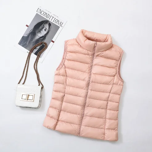 Woherb Spring And Autumn Winter New Female Korean Version Standing Collar Light Down Jacket Female Vest Vest Vest Female Plus Size Coat-Outfit Ideas