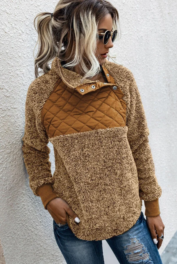 Fashion Casual Patchwork Fur Sweatshirt