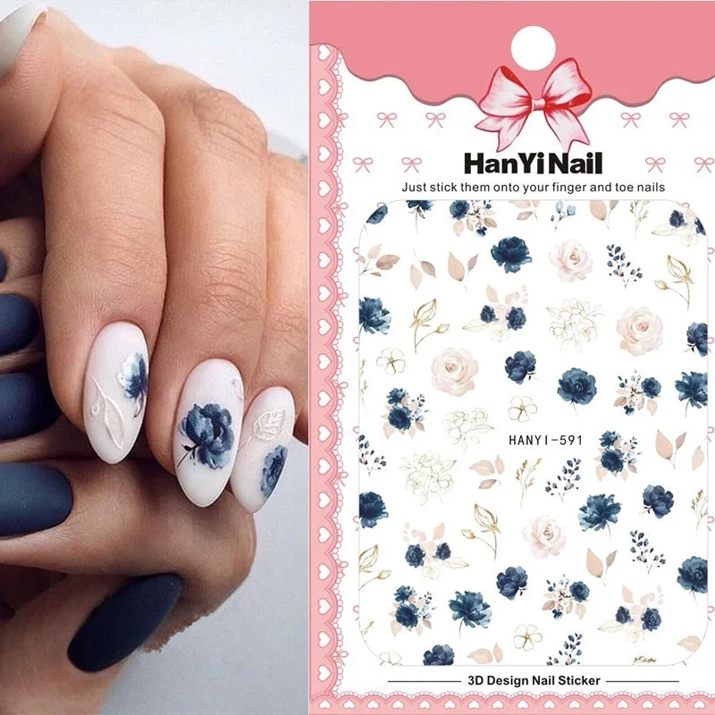 Holographic Fall Nail Foils Stickers Flower Leaf Maple Plants Self Adhesive Transfer Decals Sliders 3D Charms Nail Art Decor-Nail Inspo