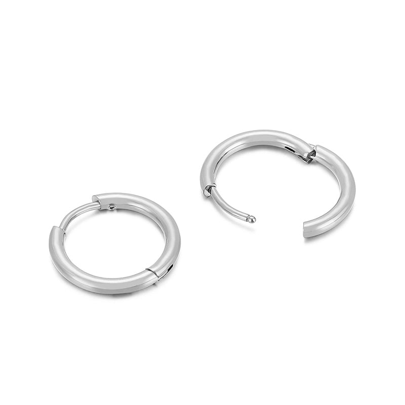 1 Pair Streetwear Solid Color Titanium Steel 18K Gold Plated Hoop Earrings