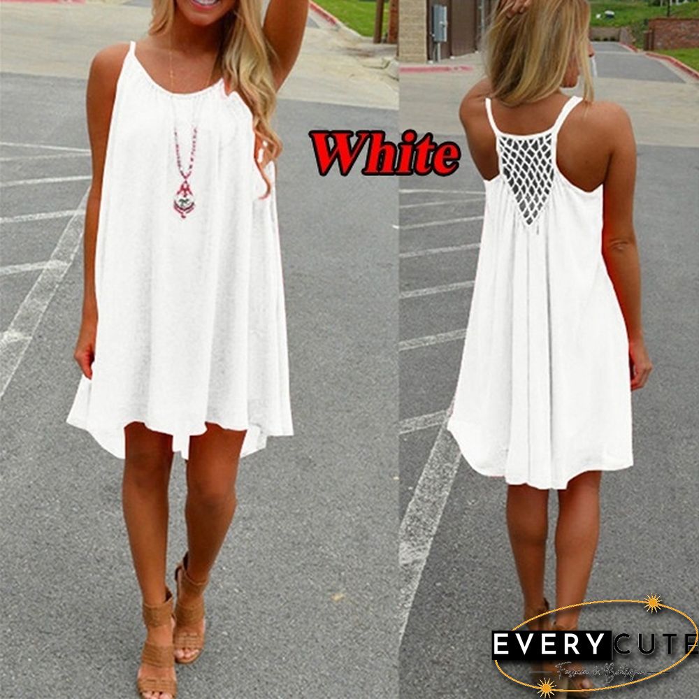 Summer Casual Sleeveless Evening Party Backless Beachwear Sexy Womens Mini Dress